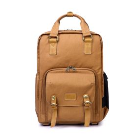 Cotton Canvas Leisure Photography Shoulder Vintage Camera Backpack (Color: Khaki)