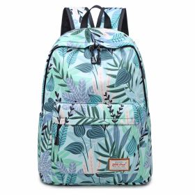 Fashion Printed Backpack Female Student (Option: Green maple leaves)